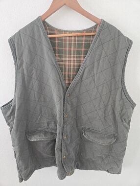 Vintage Color Works Farmer Workwear Quilted Button Vest Mens 4X Fits XL Plaid